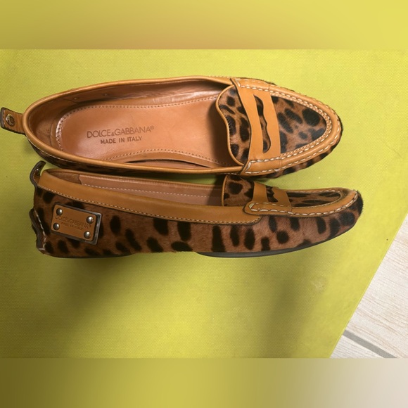 Dolce & Gabbana Leopard Print Loafers - Brown and Tan - Picture 2 of 5